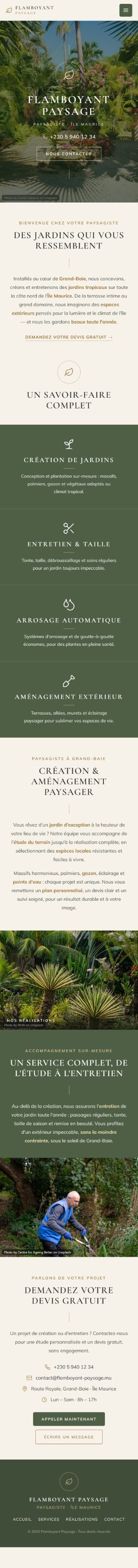 Flamboyant Paysage mobile website, made by NetBoost360